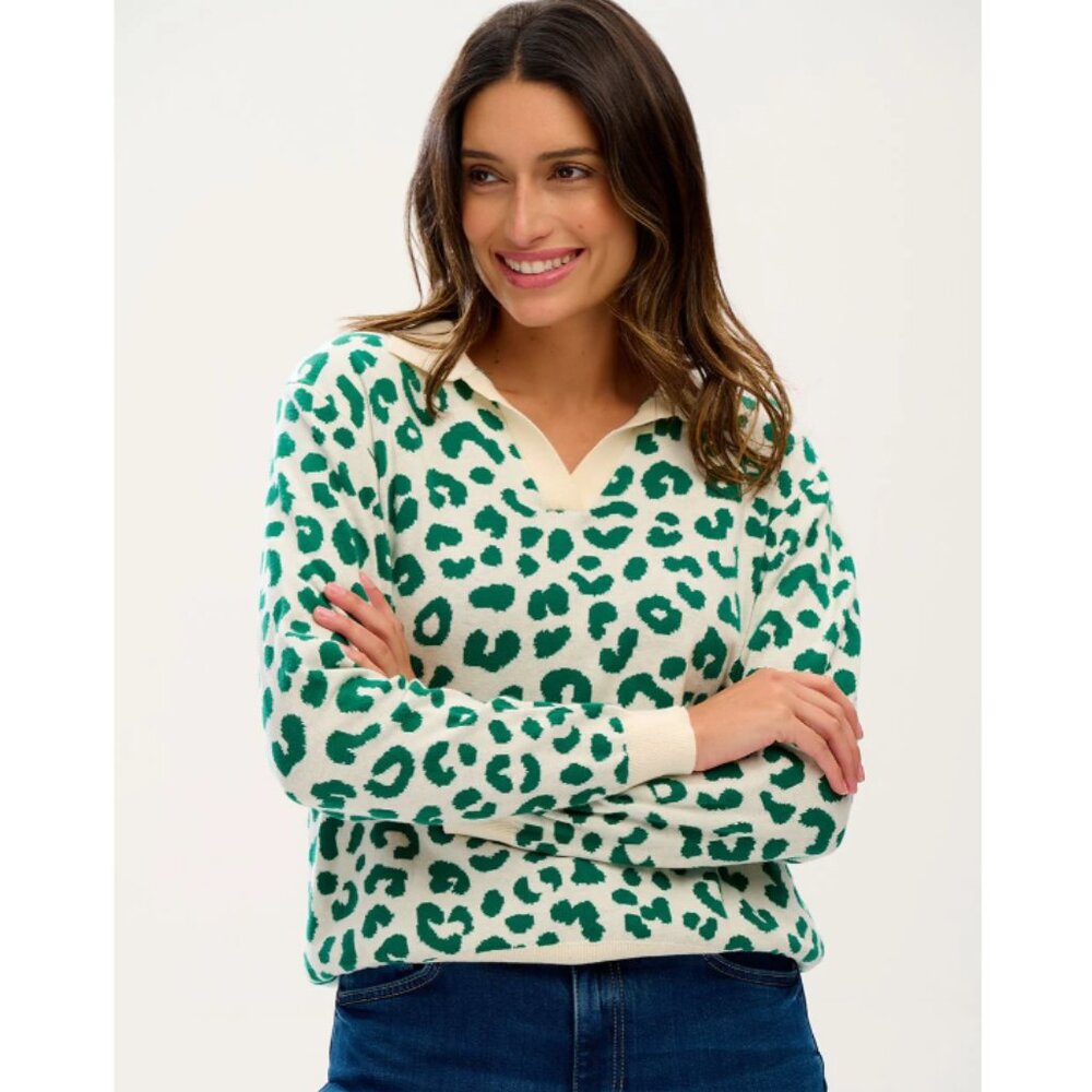 Sugarhill Brighton Vanentina Green Leopard Print Sweater 4‎
